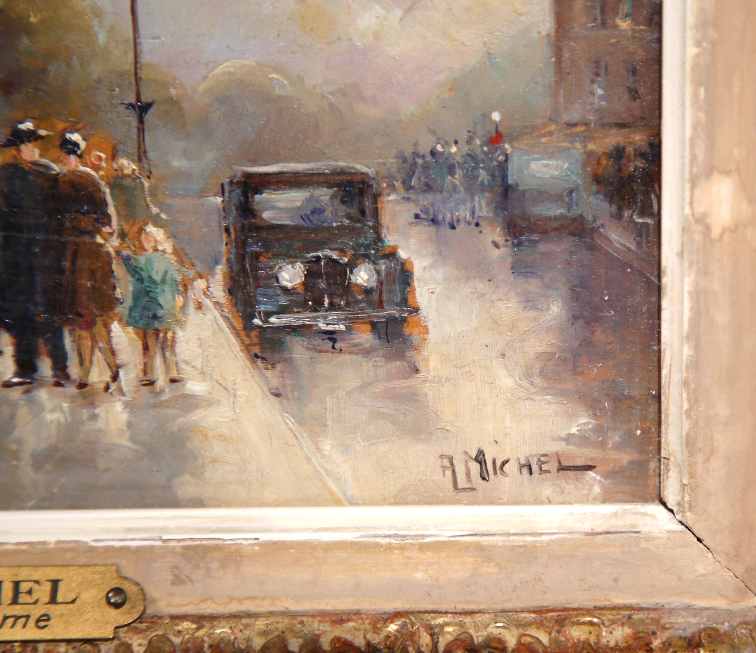 Pair of Mid-20th Century French Paris Scenes Paintings Signed A. Michel In Excellent Condition In Dallas, TX
