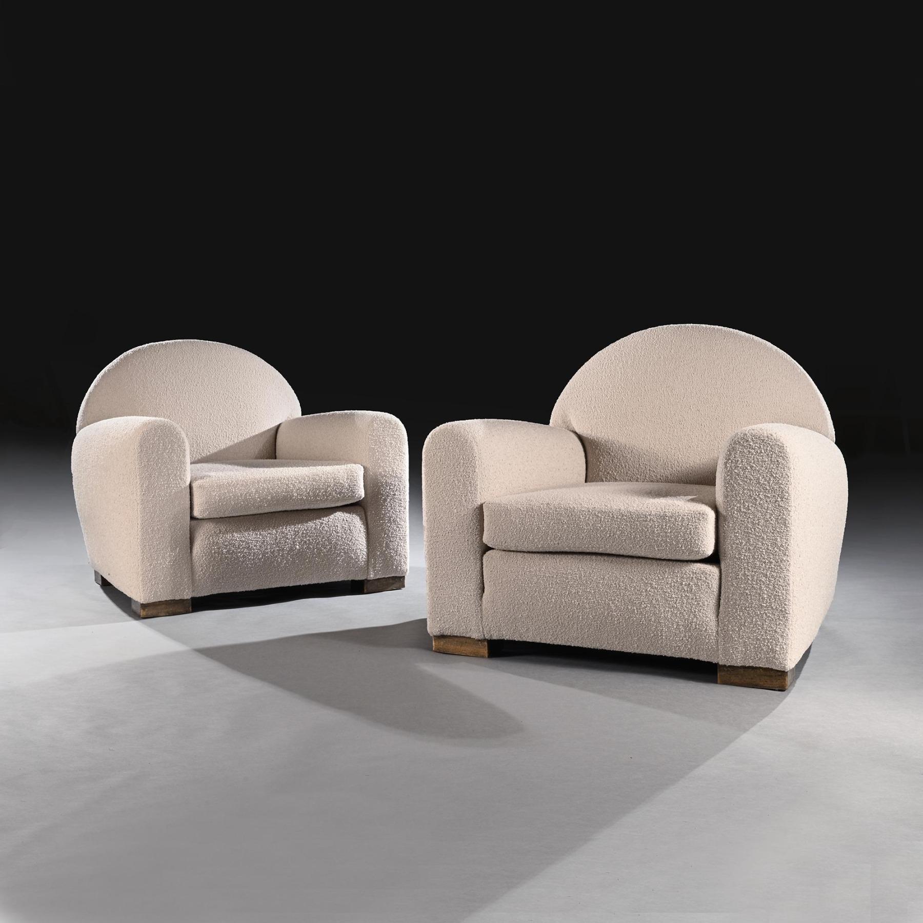 Upholstery Pair of Mid 20th Century French Parisian Club Armchairs For Sale
