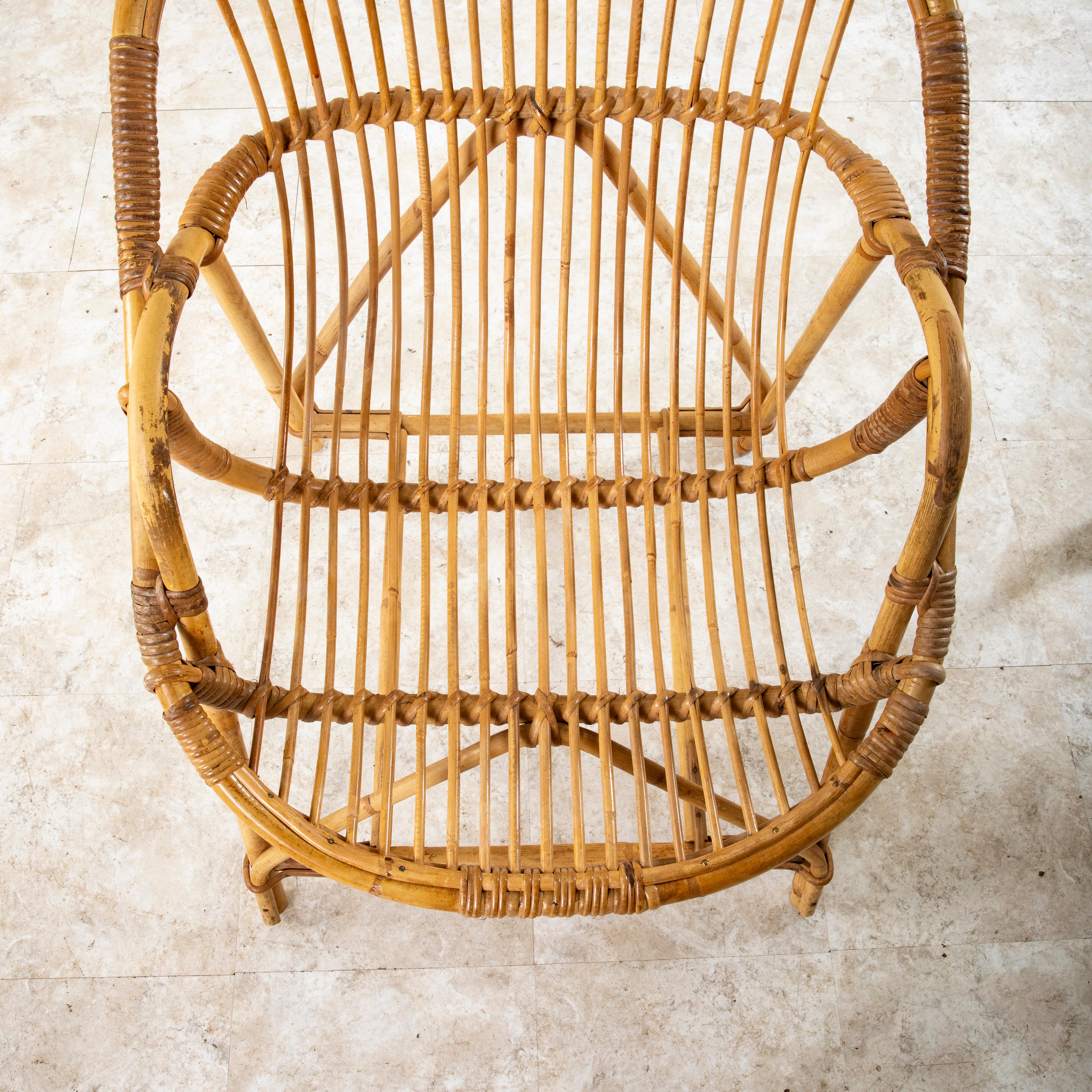 Pair of Mid-20th Century French Rattan Armchairs or Garden Chairs For Sale 7