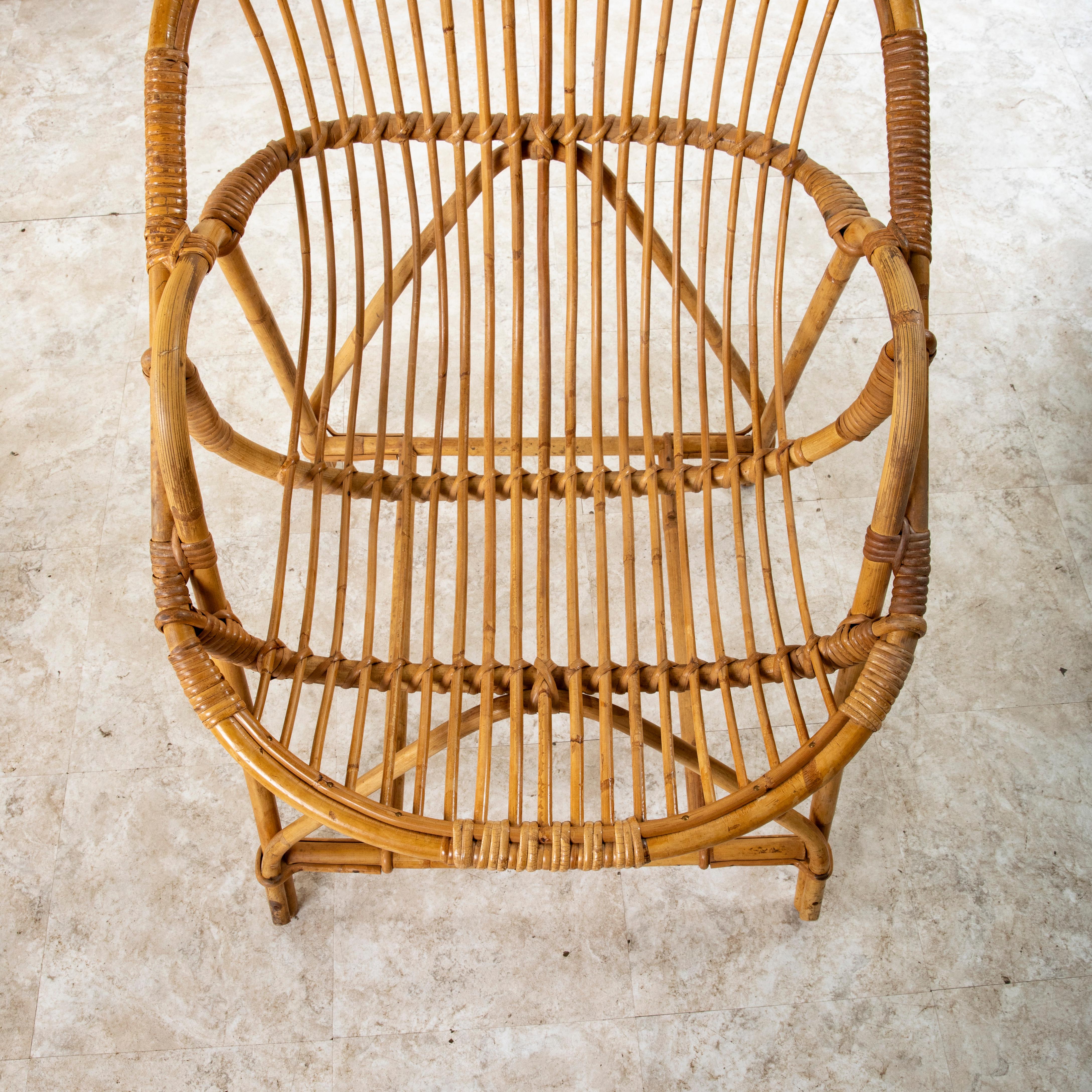 Pair of Mid-20th Century French Rattan Armchairs or Garden Chairs For Sale 8