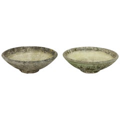 Pair of Mid-20th Century French Round Stone Planters or Jardinieres