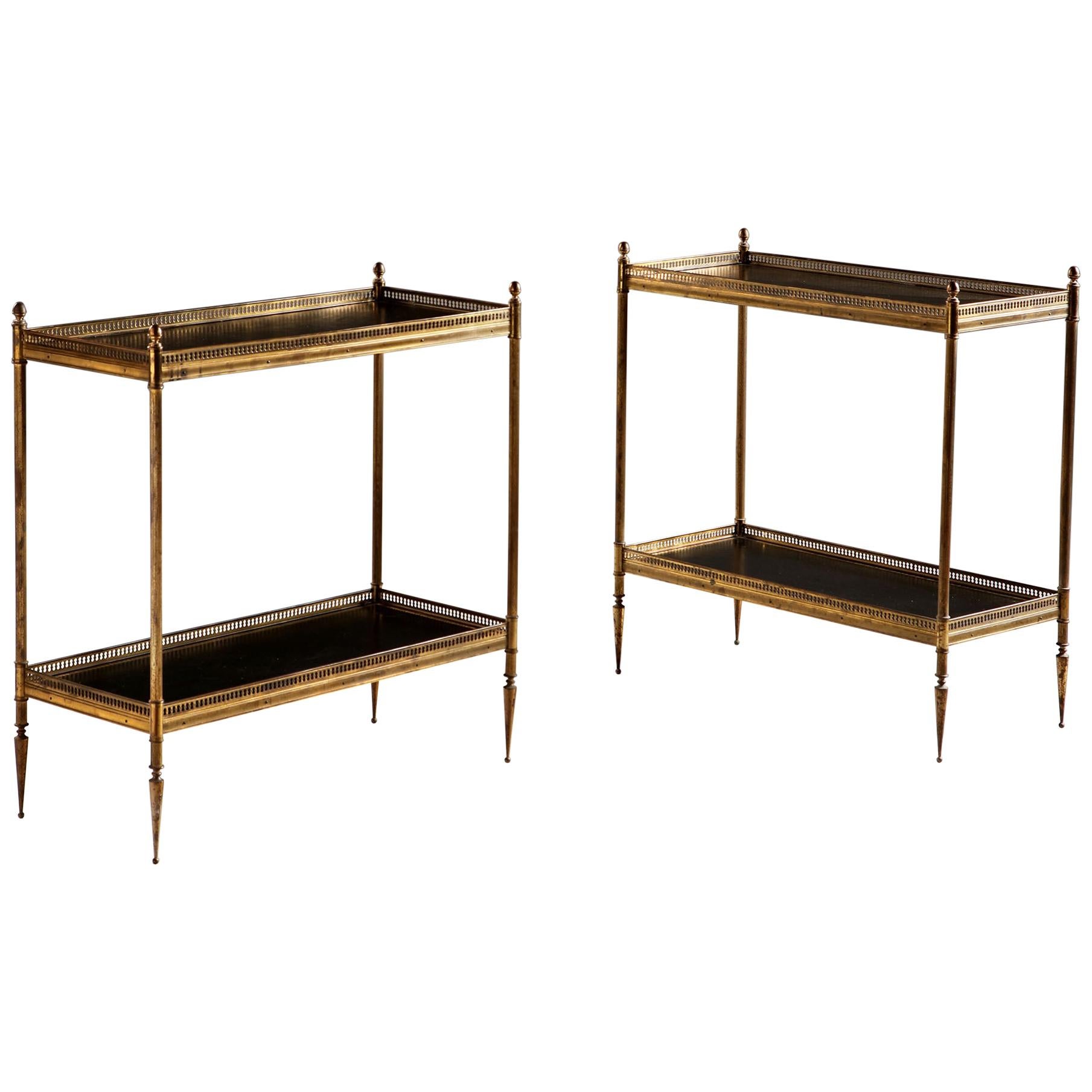 Pair of Mid-20th Century French Two Tier Etageres or Tables After Maison Bagues