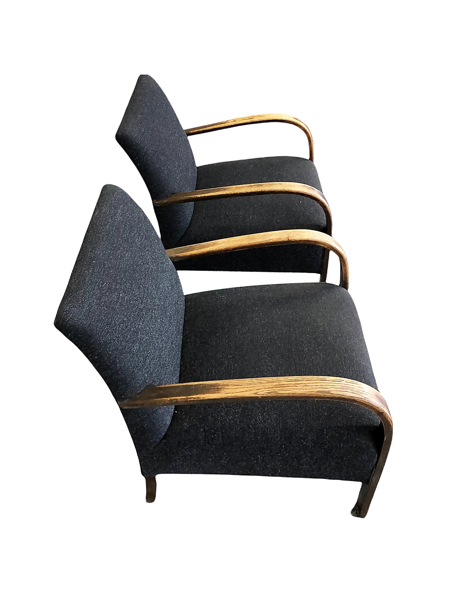 Wool Pair of Mid-20th Century Fritz Hansen Lounge Chairs