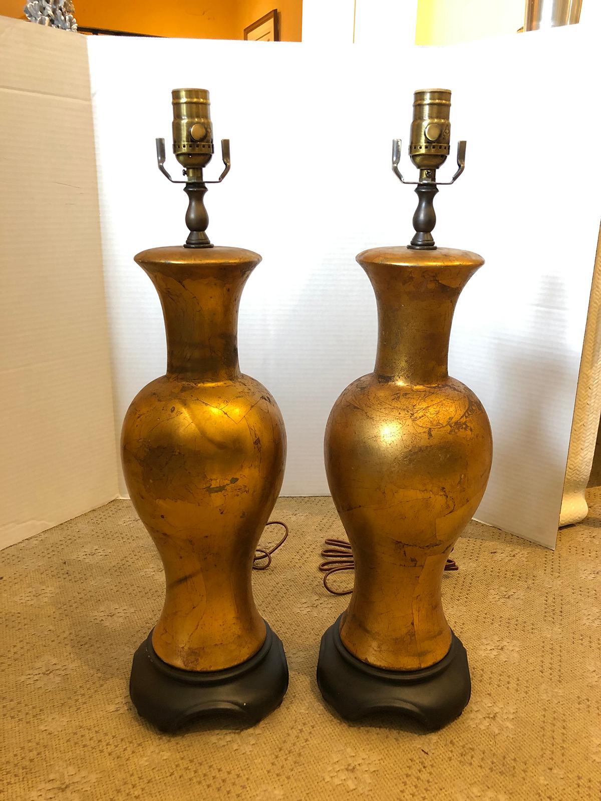 Pair of mid-20th century beautifully gilded Chinese style lamps
New wiring.