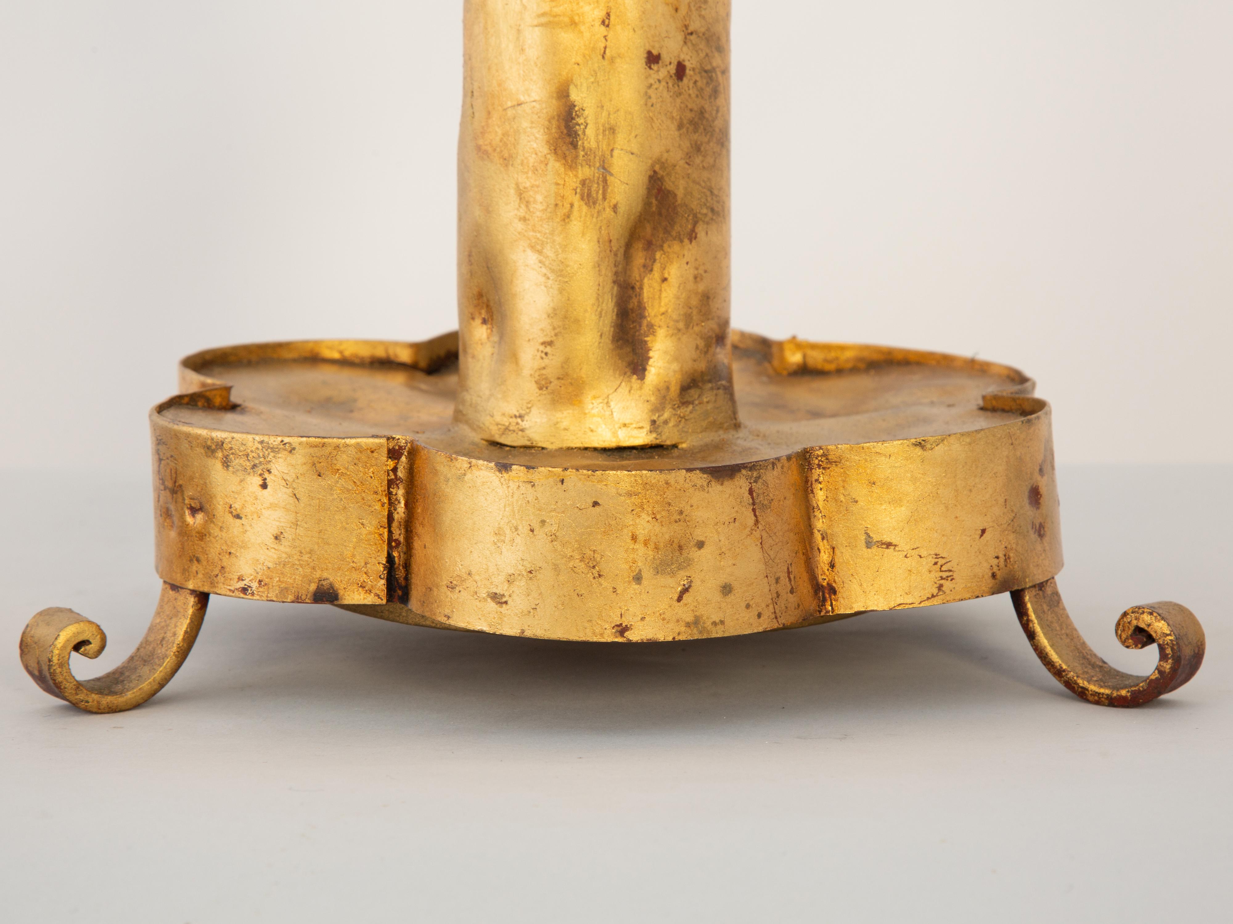 Pareja de lámparas de palma de metal dorado de mediados del siglo XX en Bueno estado para la venta en West Palm Beach, FL