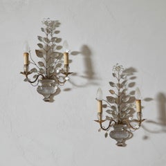 Pair of Mid-20th Century Gilt Metal Sconces by Maison Baguès, France