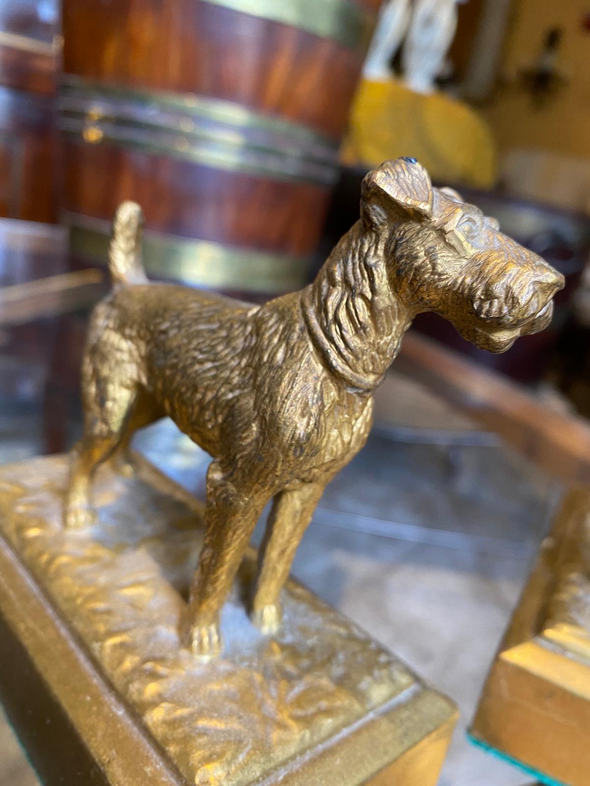 Pair of Mid-20th Century Gilt Metal Terrier Dog Bookends, Possibly Brass/Bronze 3