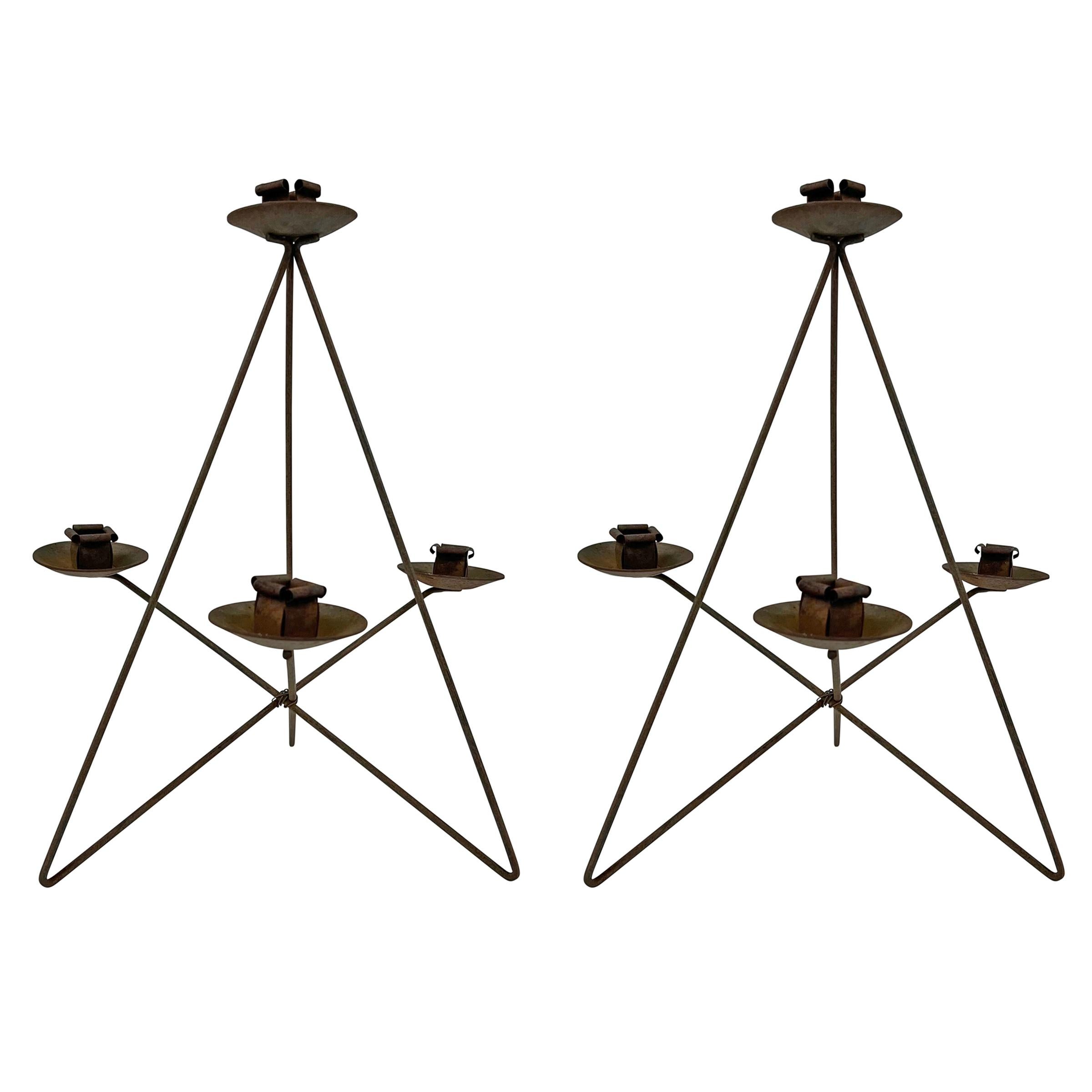Modern Pair of Mid-20th Century Hand-Crafted Candelabra