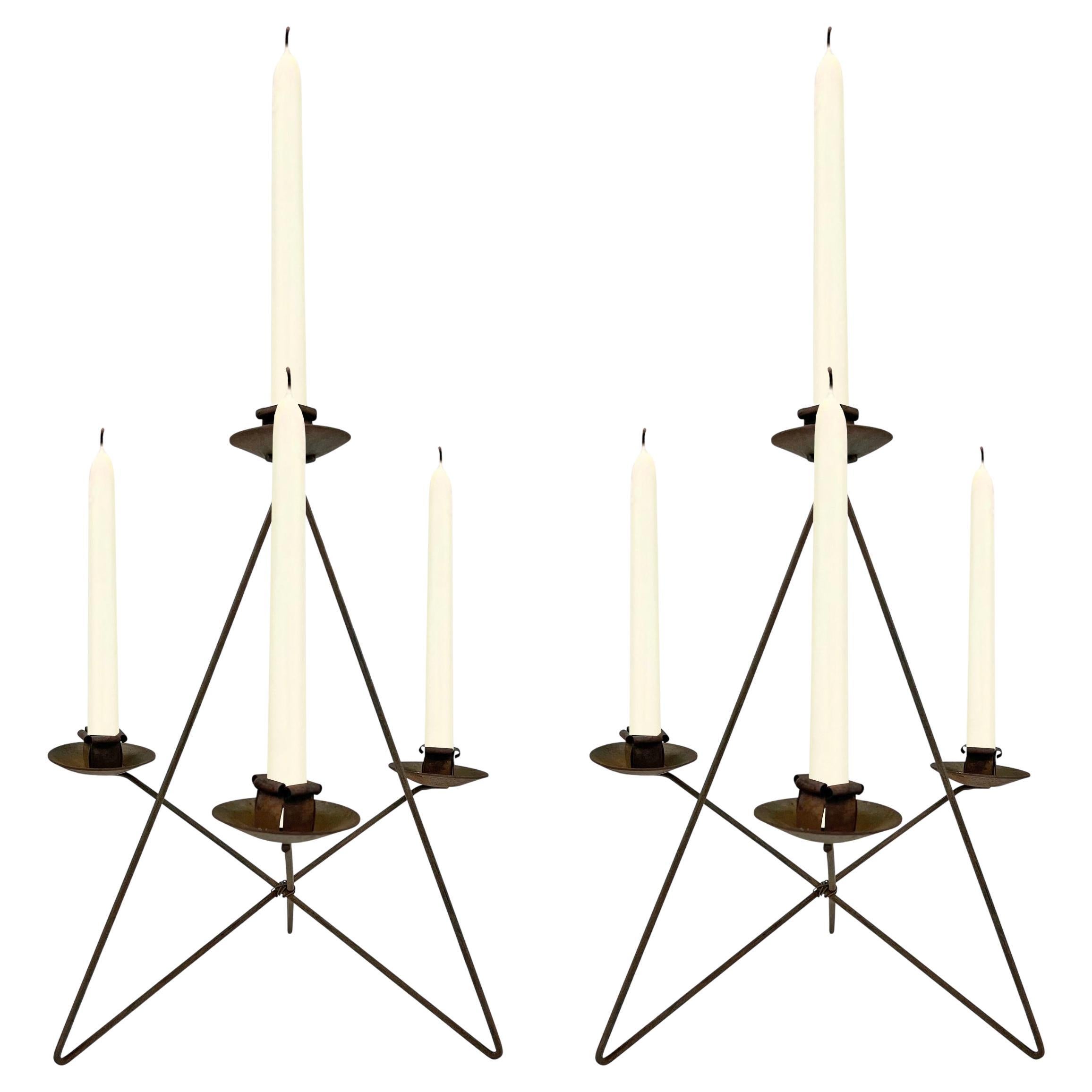 Pair of Mid-20th Century Hand-Crafted Candelabra