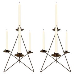 Pareja de candelabros artesanales de mediados del siglo XX