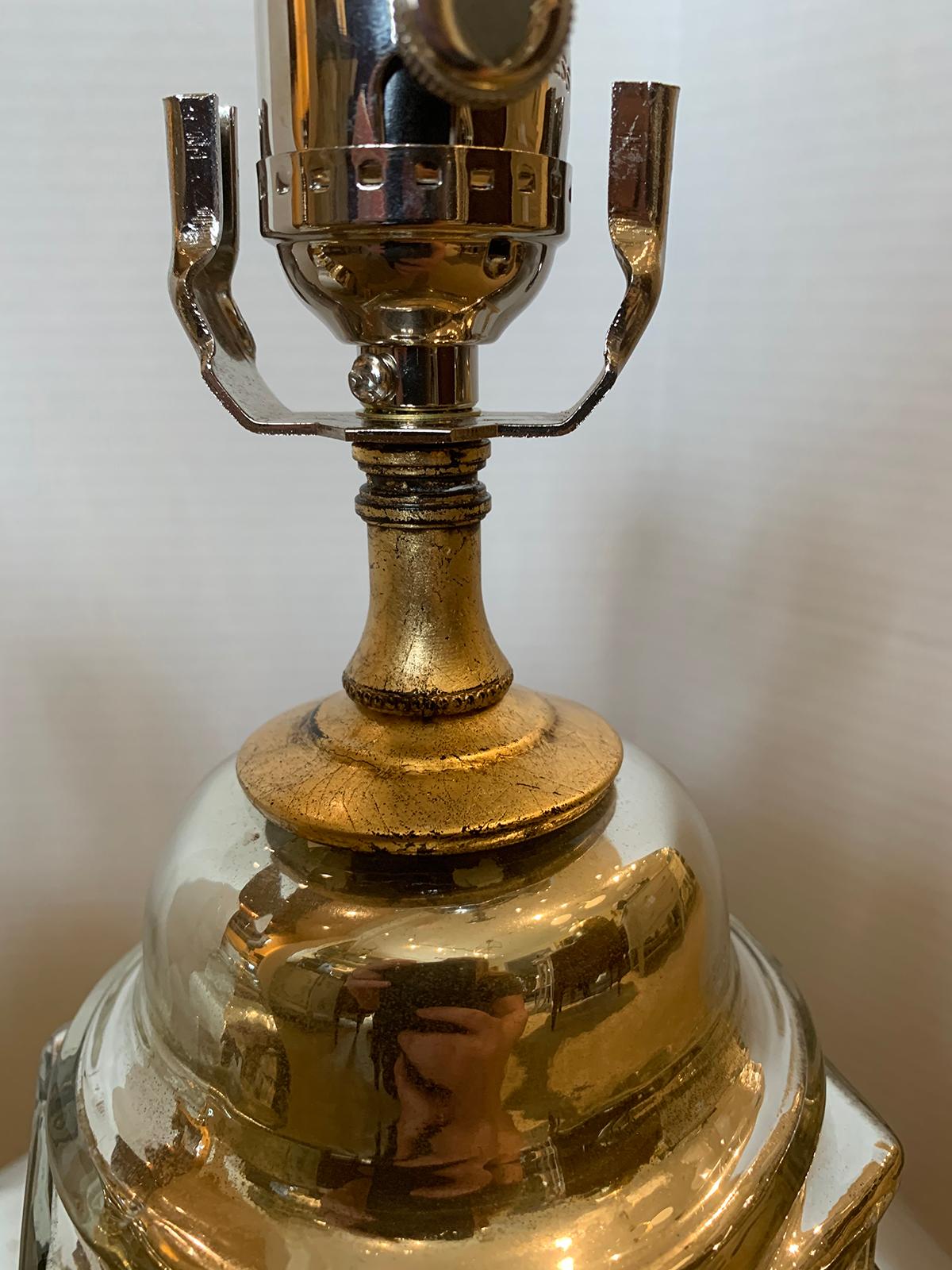 Pair of Mid-20th Century Hexagonal Mirrored Glass Lamps on Custom Bases 10