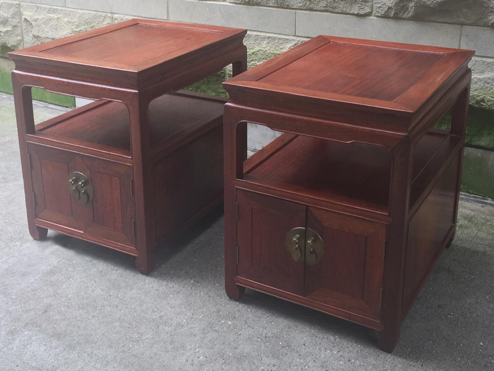 Pair of Mid-20th Century Hongmu End Tables For Sale 4