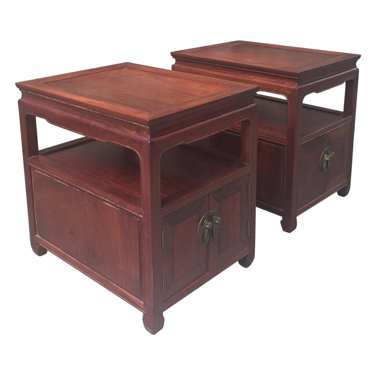 Pair of Mid-20th Century Hongmu End Tables