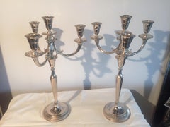 Pair of Mid-20th Century Italian 800 Silver Candelabra Candleholders