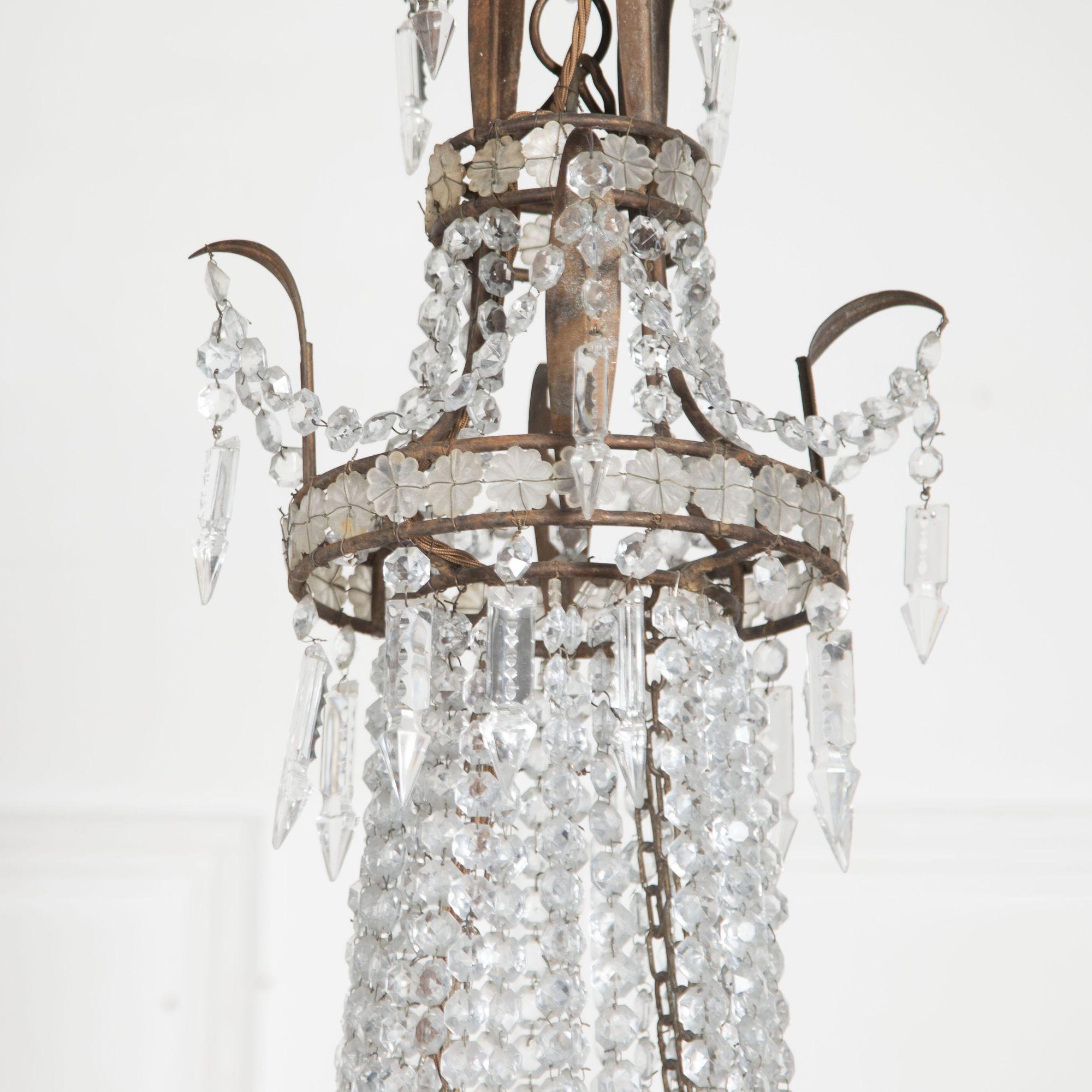 Glass Pair of Mid-20th Century Italian Chandeliers