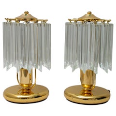 Pair of Mid-20th Century Italian Crystal Murano "Quadriedri" Table Lamps, 1980s