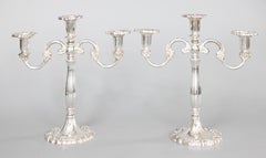 Pair of Mid 20th Century Italian Silver Plate Candelabras