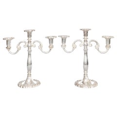 Pair of Mid 20th Century Italian Silver Plate Candelabras
