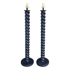 Pair of Mid-20th Century Italian Twisted Painted Floor Lamps