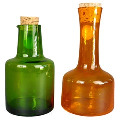 Pair of Mid 20th Century Japanese Hand Blown Glass Corked Vessels