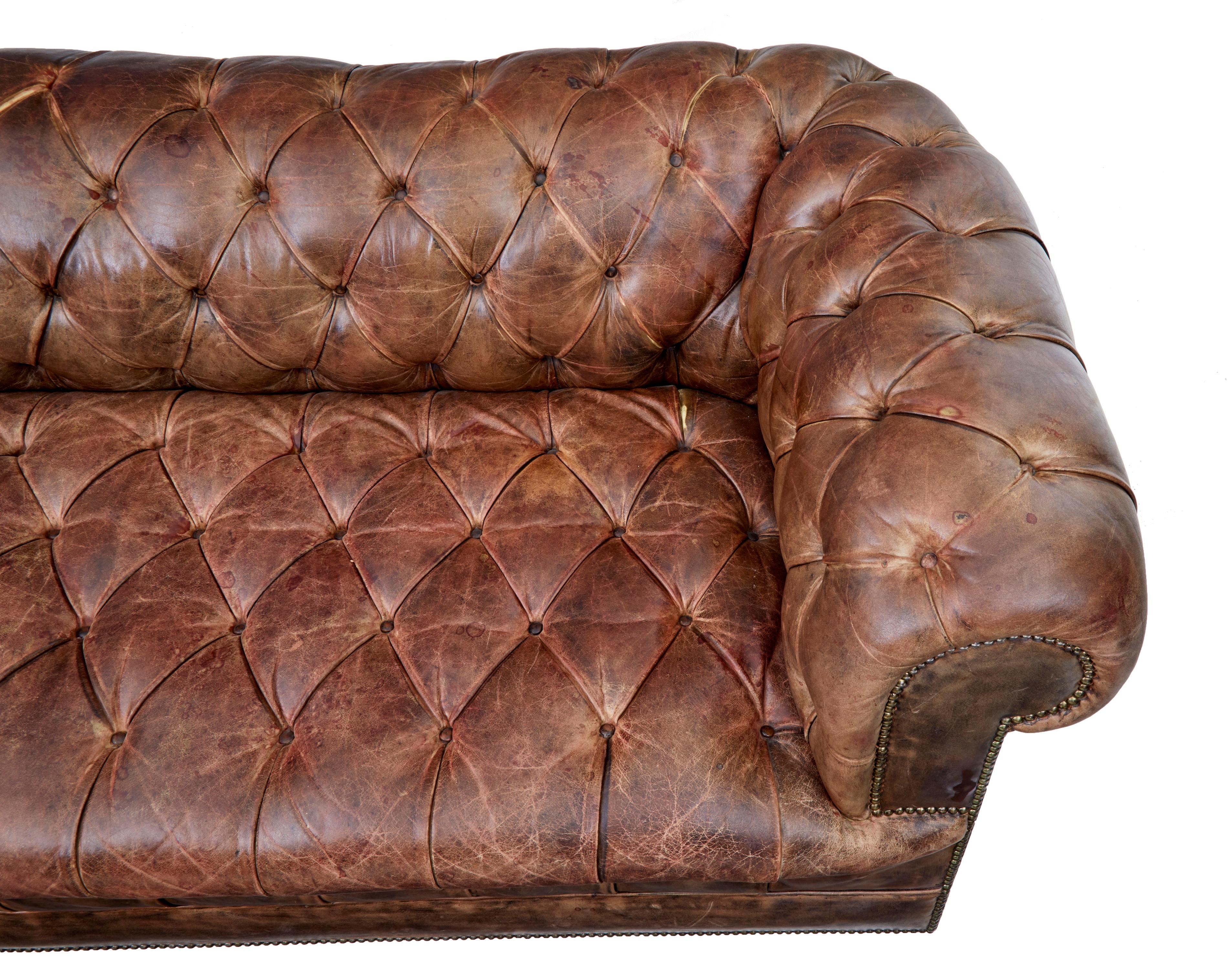 Victorian Pair of Mid-20th Century Leather Chesterfield Sofas