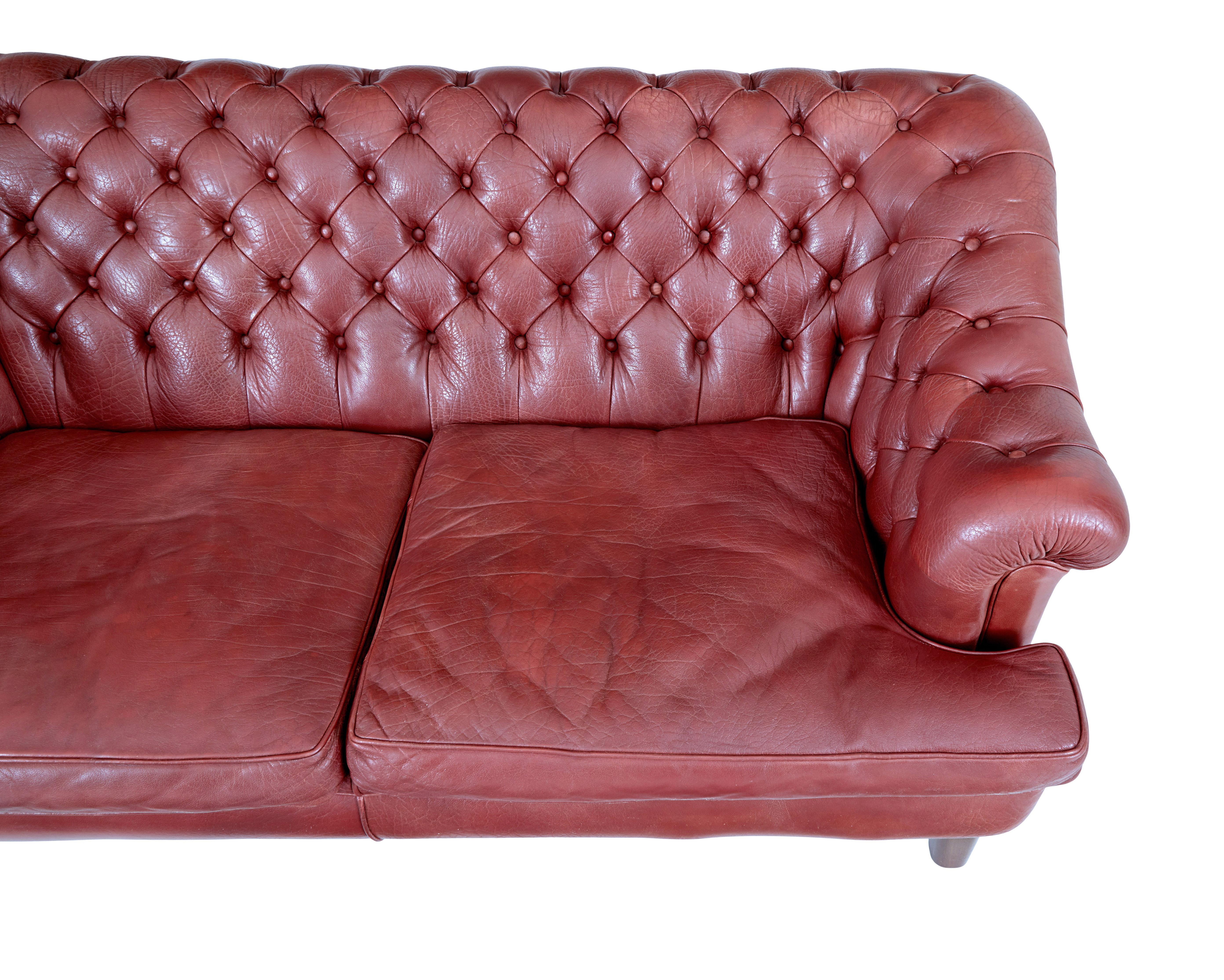Leather Pair of mid 20th century leather Chesterfield sofas For Sale