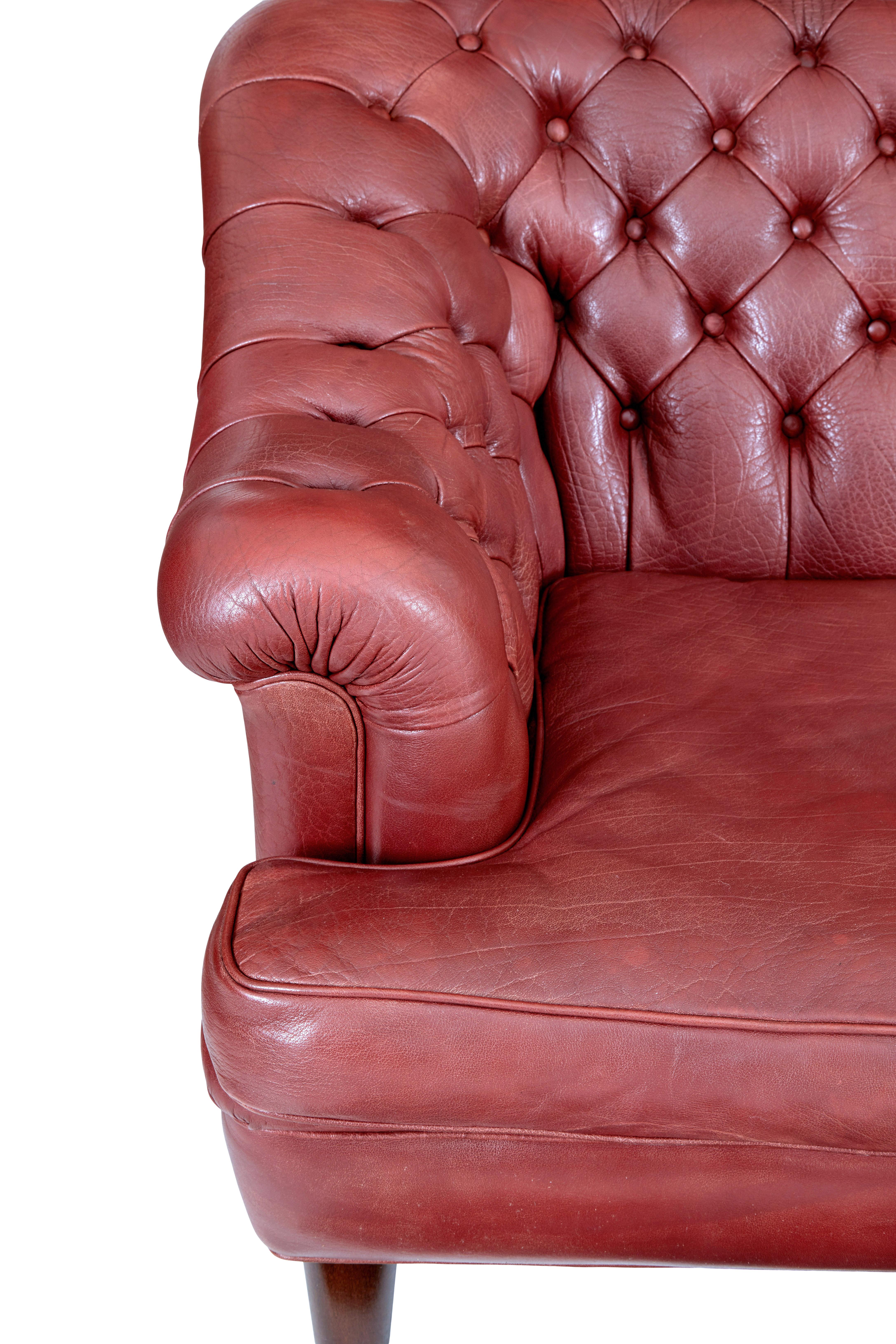 Pair of mid 20th century leather Chesterfield sofas For Sale 1
