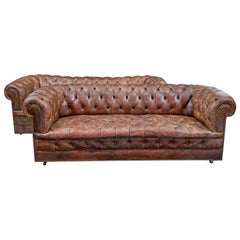 Vintage Pair of Mid-20th Century Leather Chesterfield Sofas