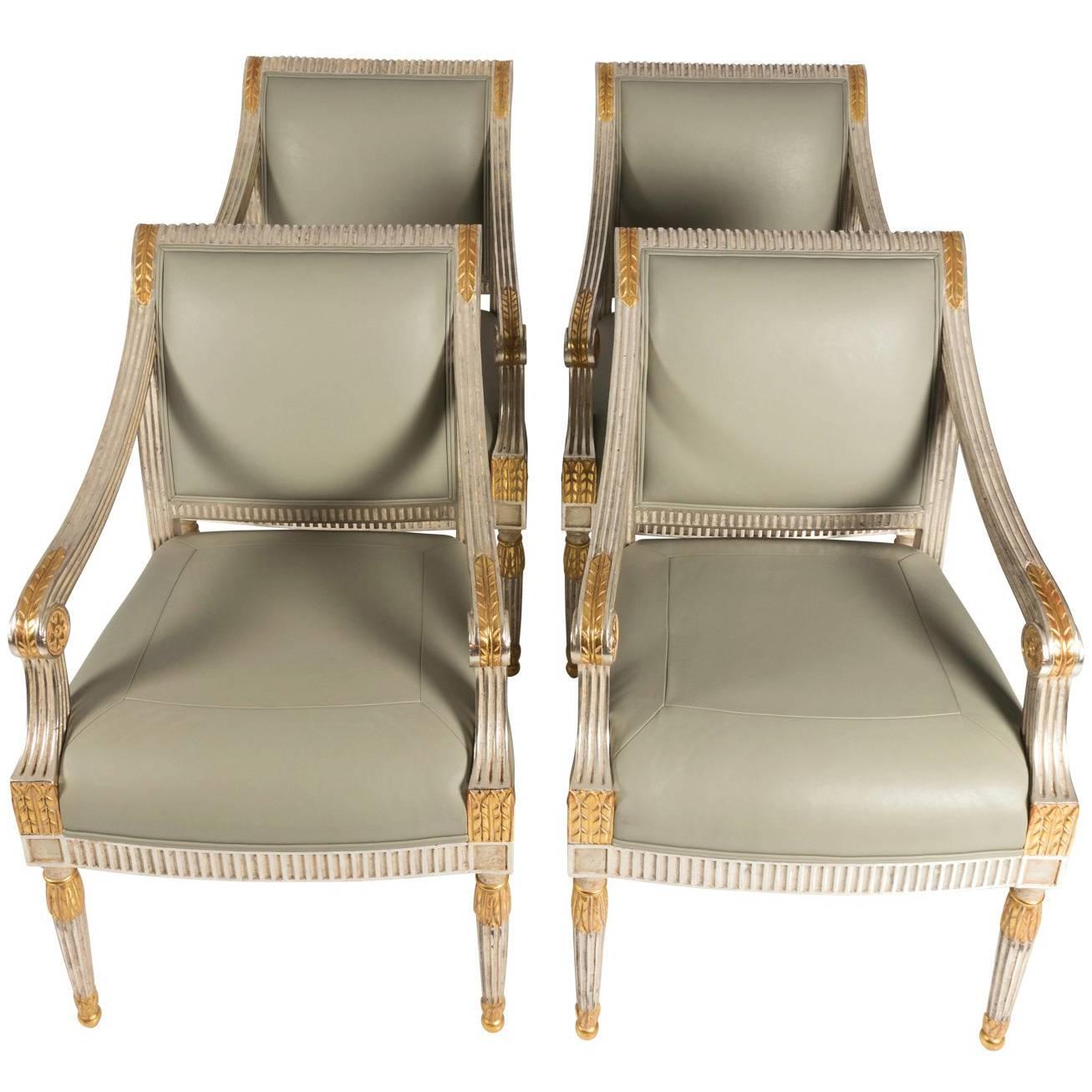 Pair of Mid-20th Century Louis XVI Style Armchairs For Sale