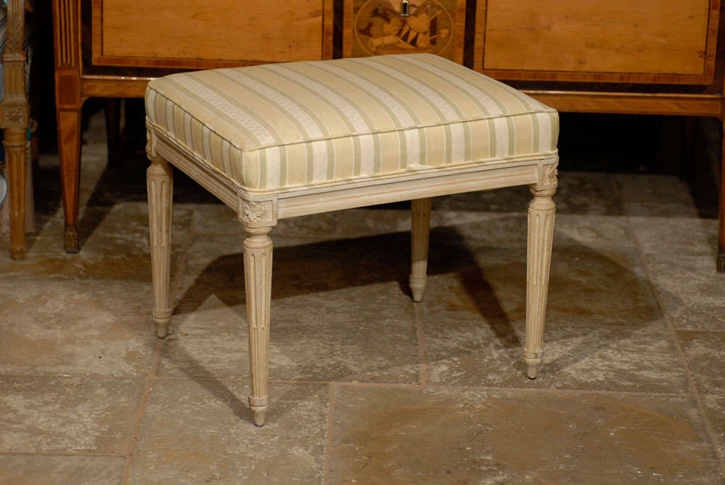 Pair of mid-20th century Louis XVI style upholstered stools.