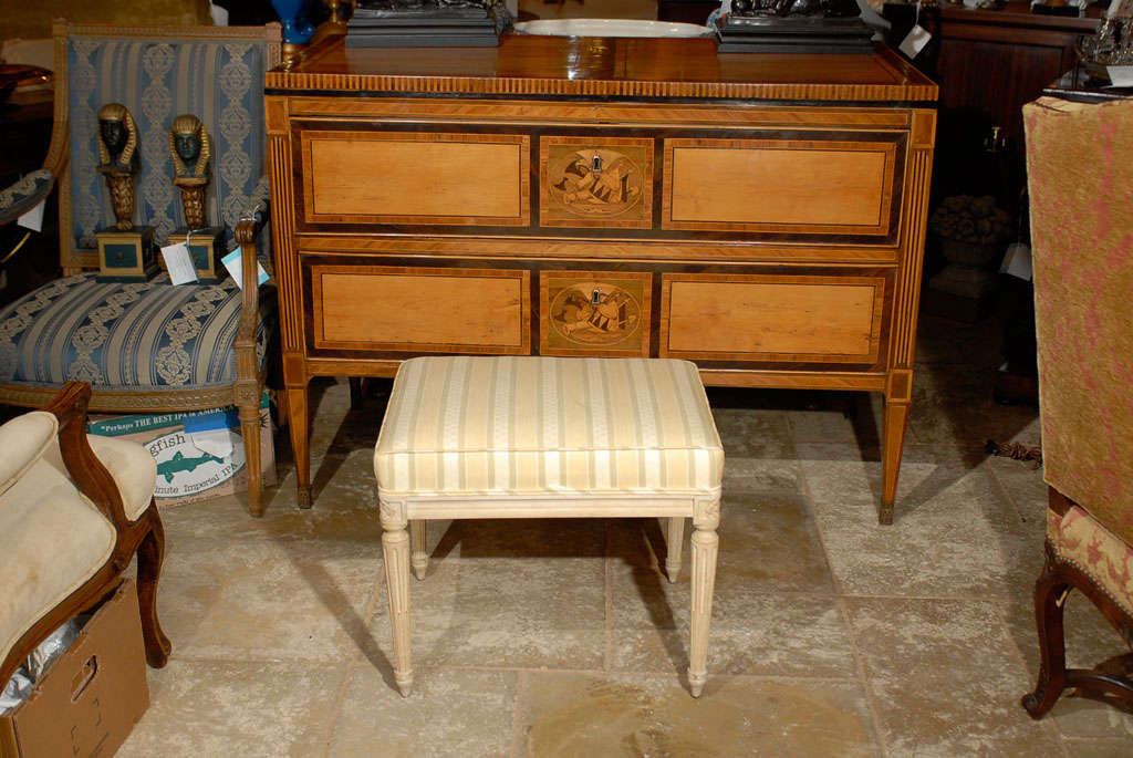 Pair of Mid-20th Century Louis XVI Style Upholstered Stools In Good Condition In Atlanta, GA