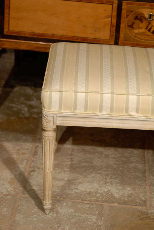 Upholstery Pair of Mid-20th Century Louis XVI Style Upholstered Stools