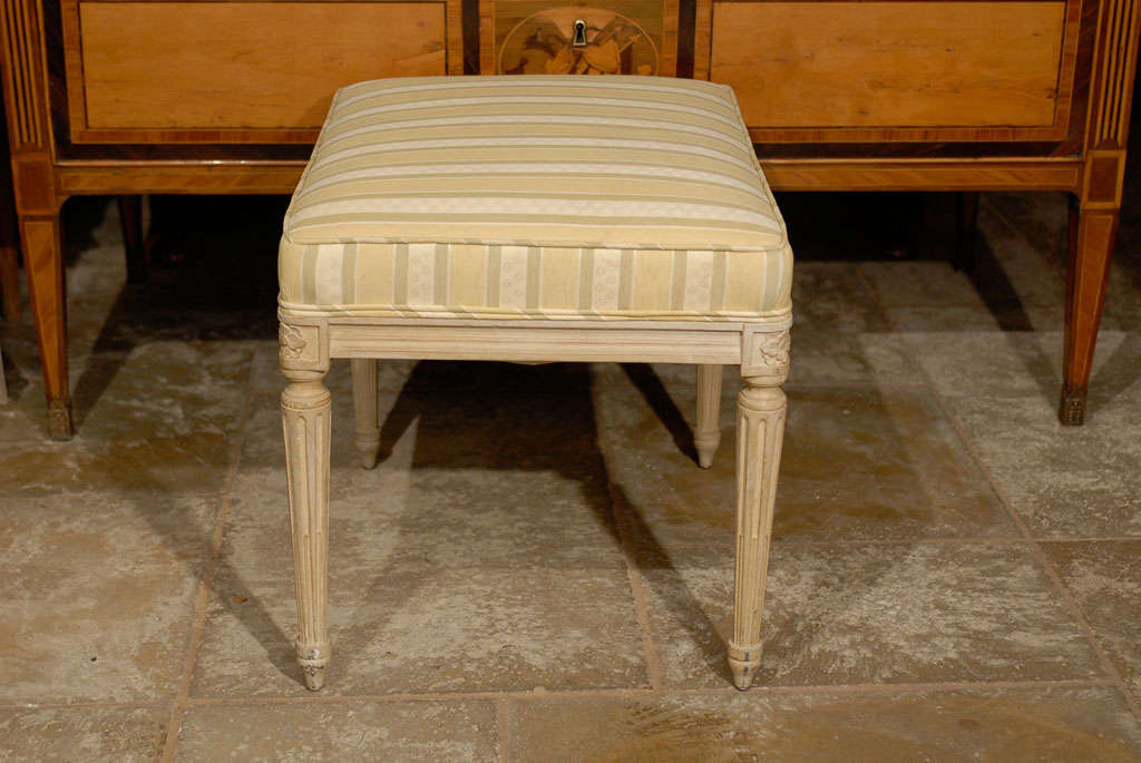 Pair of Mid-20th Century Louis XVI Style Upholstered Stools 2