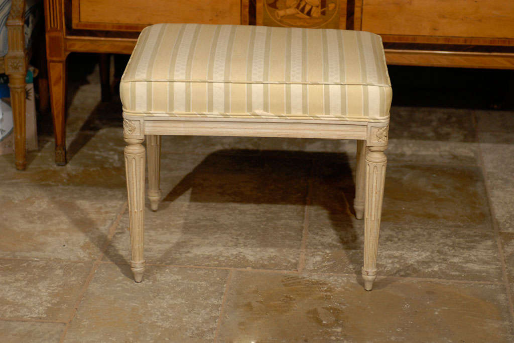 Pair of Mid-20th Century Louis XVI Style Upholstered Stools 4