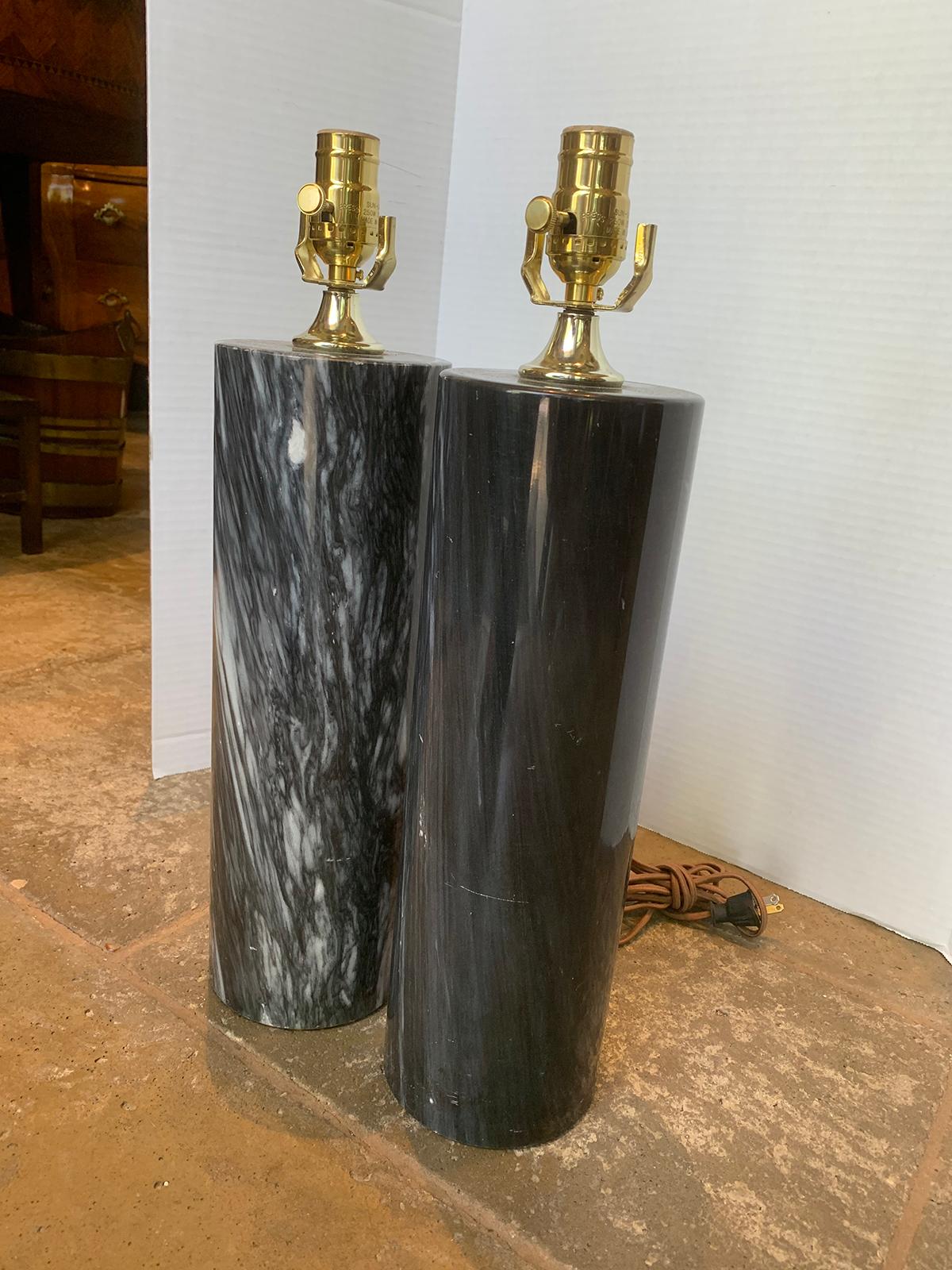 Pair of Mid-20th Century Marble Lamps, Possibly Von Nessen 1