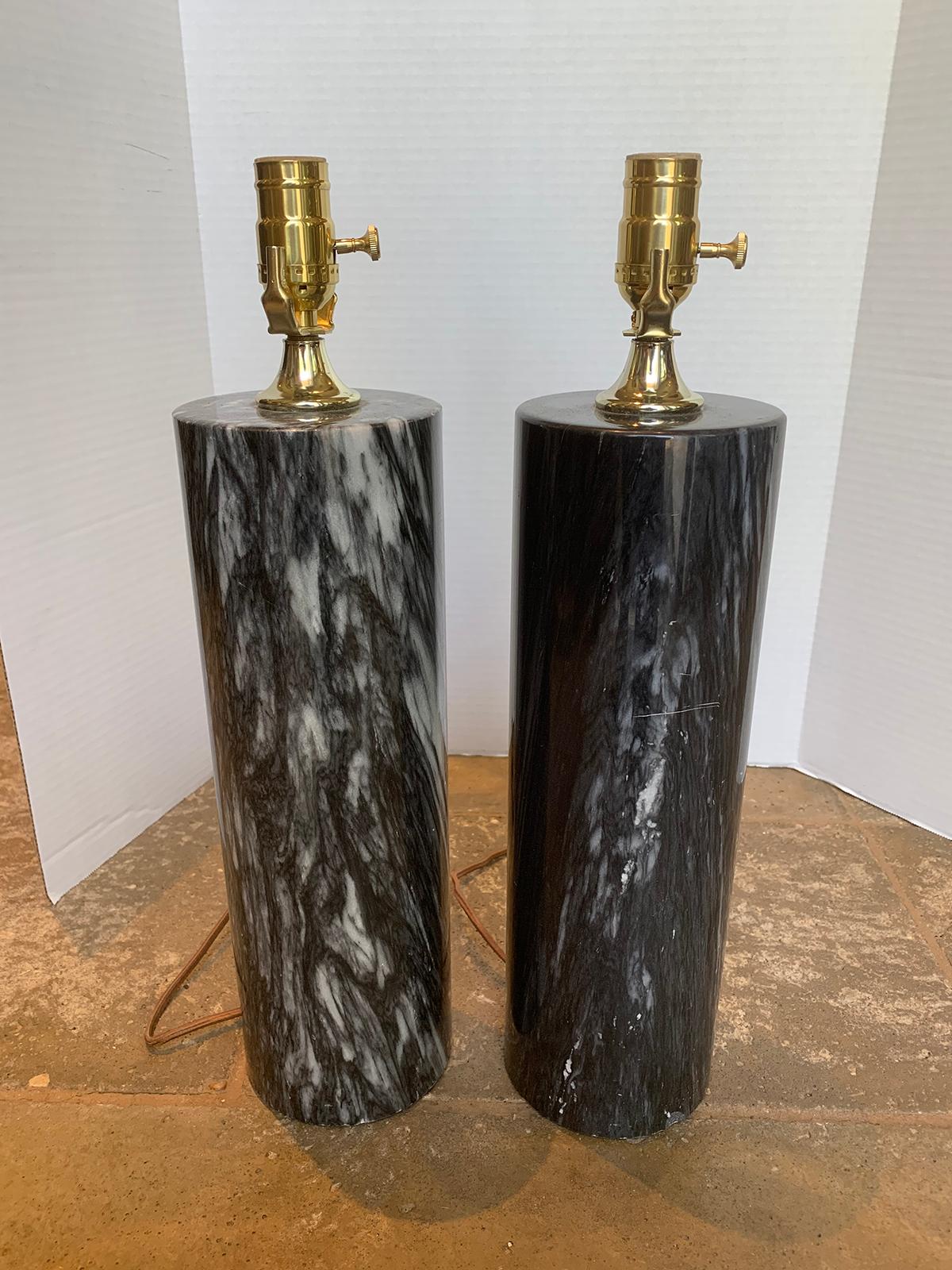 Pair of Mid-20th Century Marble Lamps, Possibly Von Nessen 3