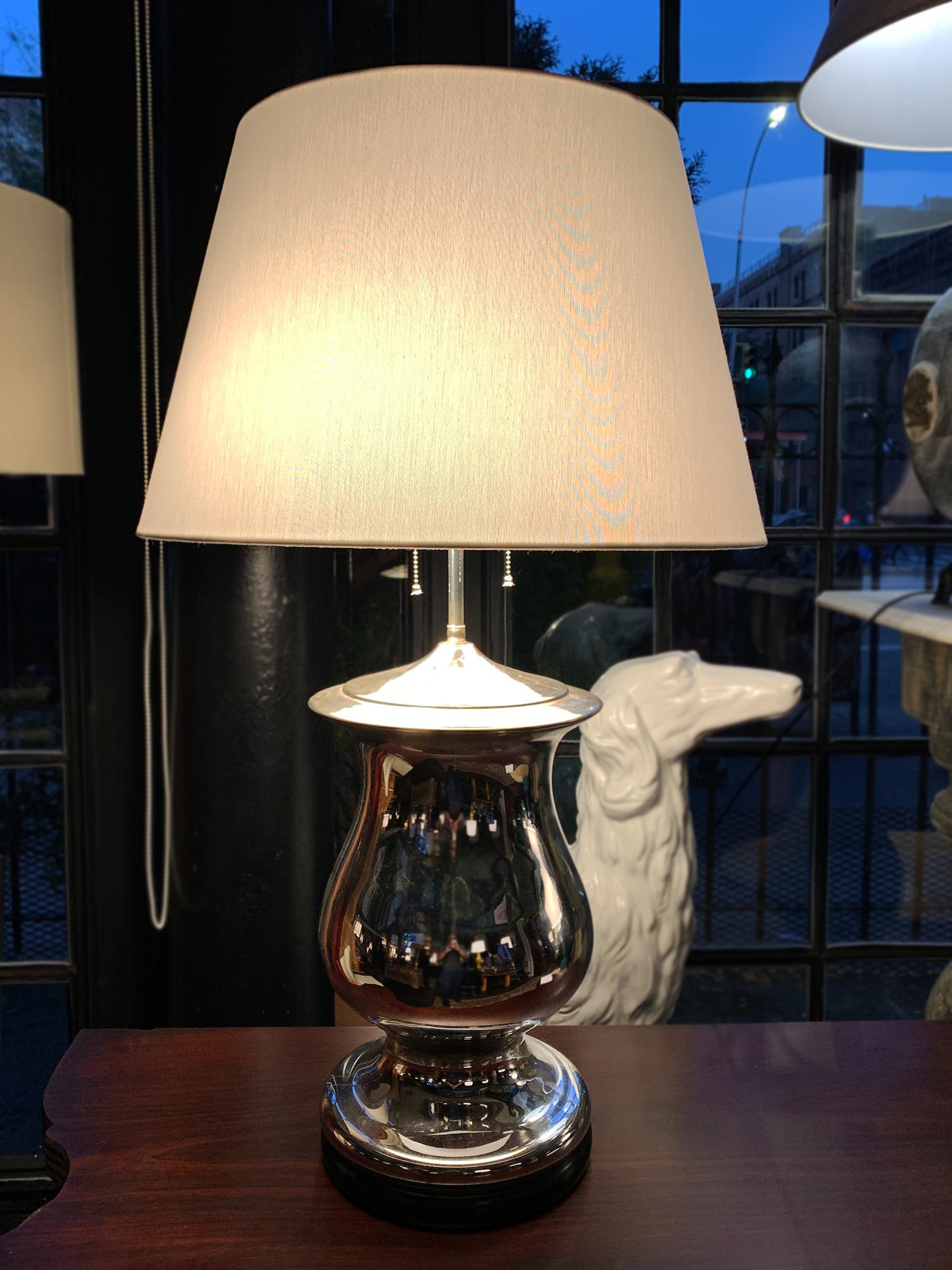 Pair of Mid-20th Century Mercury Glass Table Lamps For Sale 6