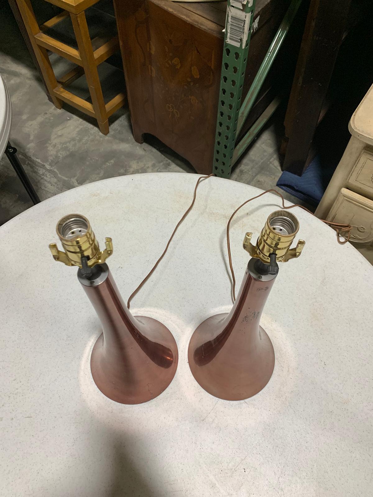 Pair of Mid-20th Century Metal Lamps For Sale 10