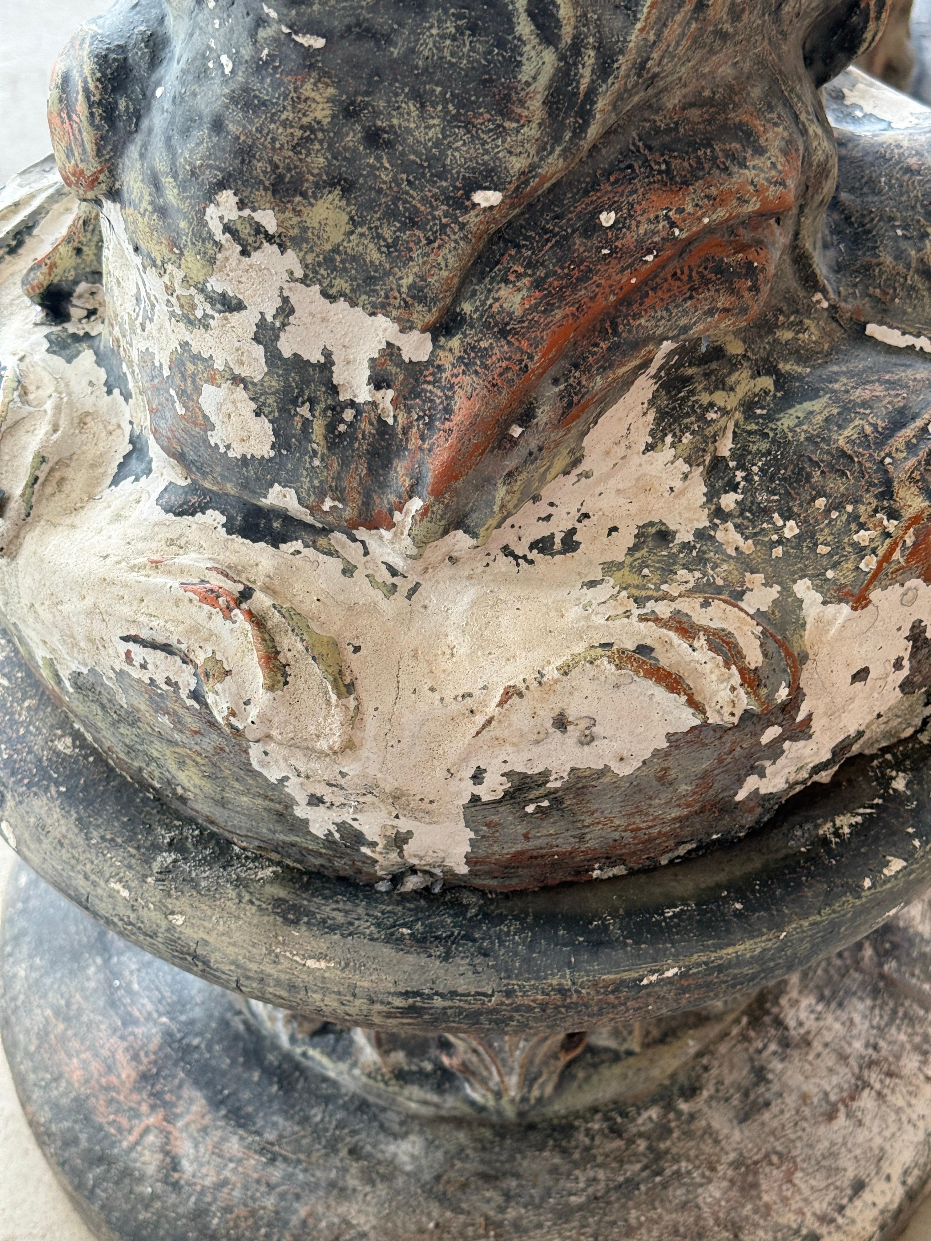 Pair of Mid-20th Century Monumental Cast Concrete Mermaid Fountain Sculptures Wi For Sale 10