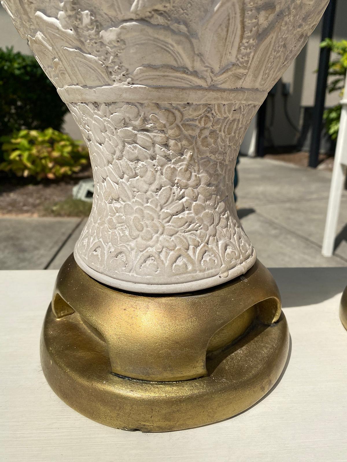 Pair of Mid-20th Century Oriental Cinnabar Style Lamps, Custom Finish 6