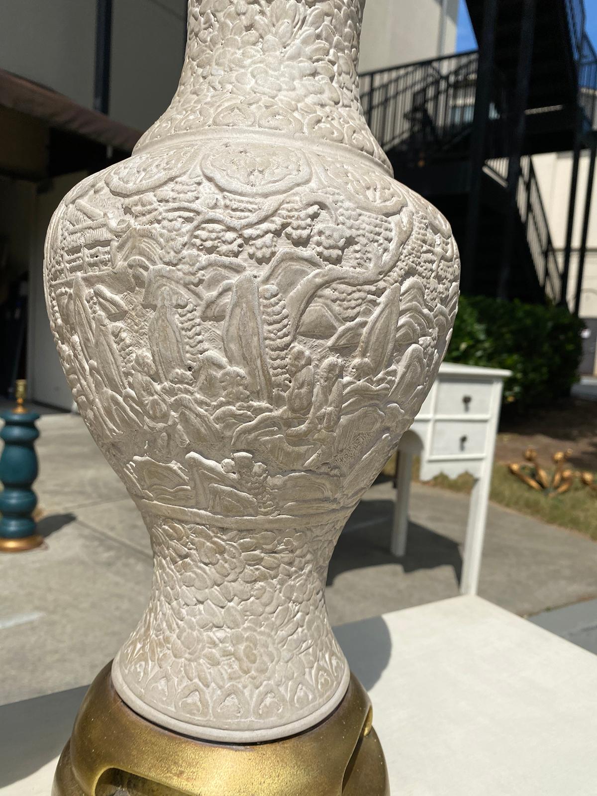 Pair of Mid-20th Century Oriental Cinnabar Style Lamps, Custom Finish 3