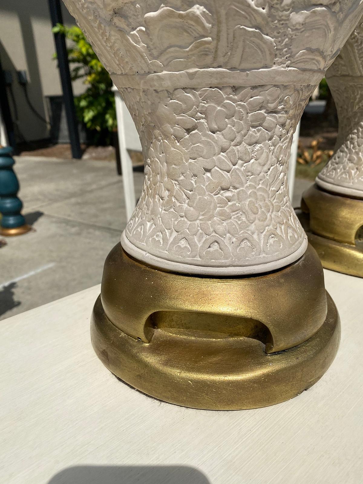 Pair of Mid-20th Century Oriental Cinnabar Style Lamps, Custom Finish 4