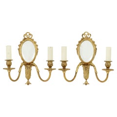 Coppia di applique a specchio in ormolu della metà del XX secolo