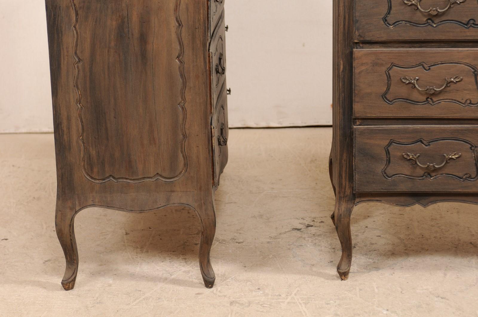 Metal Pair of Mid-20th Century Painted and Carved Wood Chests on Cabriole Legs