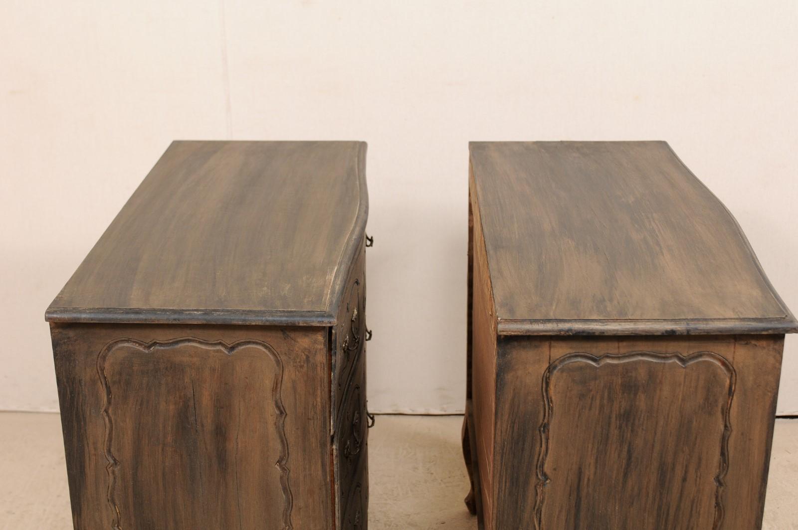 Pair of Mid-20th Century Painted and Carved Wood Chests on Cabriole Legs 1