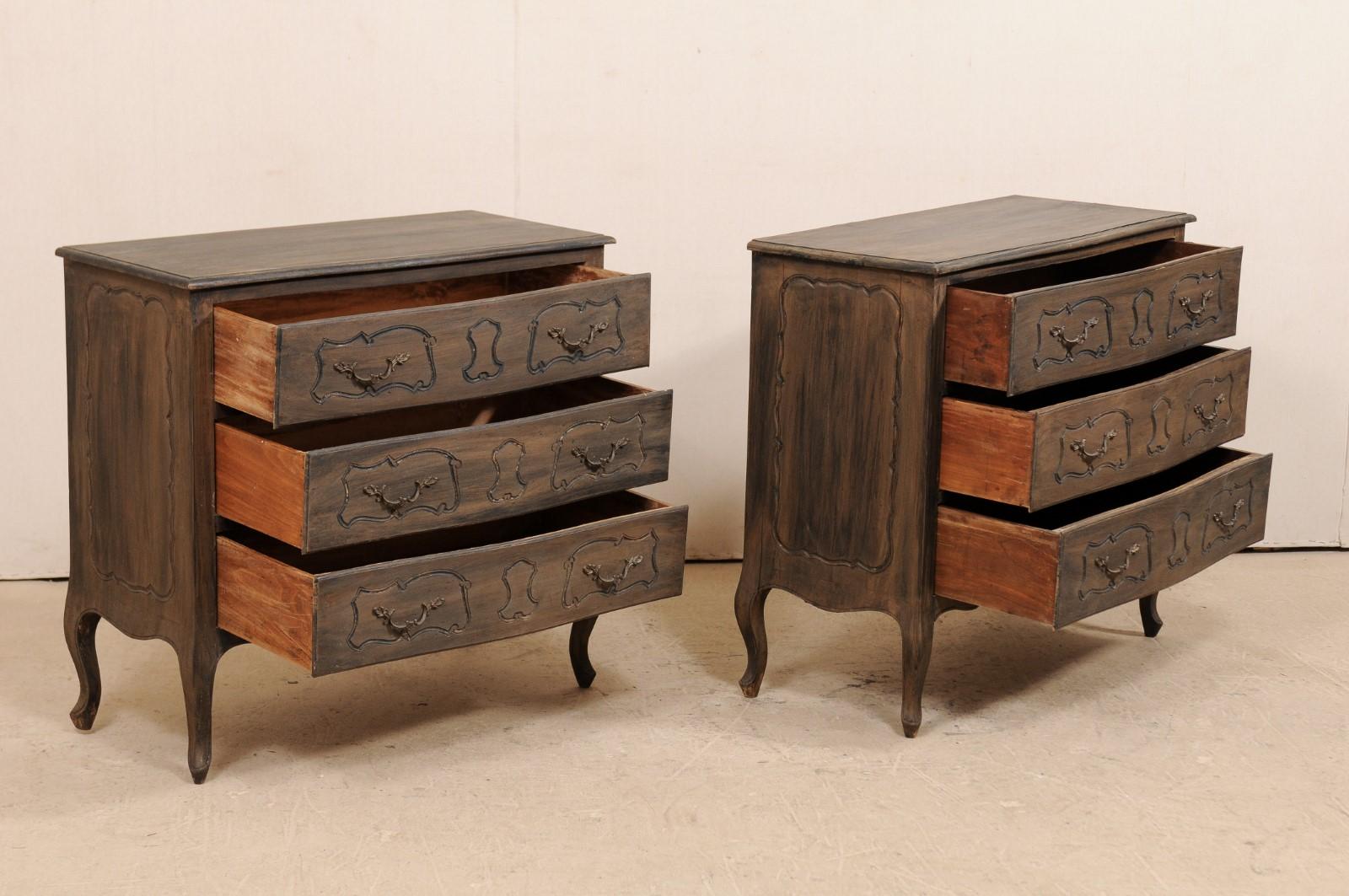 Pair of Mid-20th Century Painted and Carved Wood Chests on Cabriole Legs 2