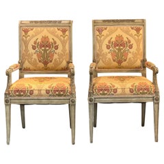 Pair of Mid 20th Century Painted French Arm Chairs