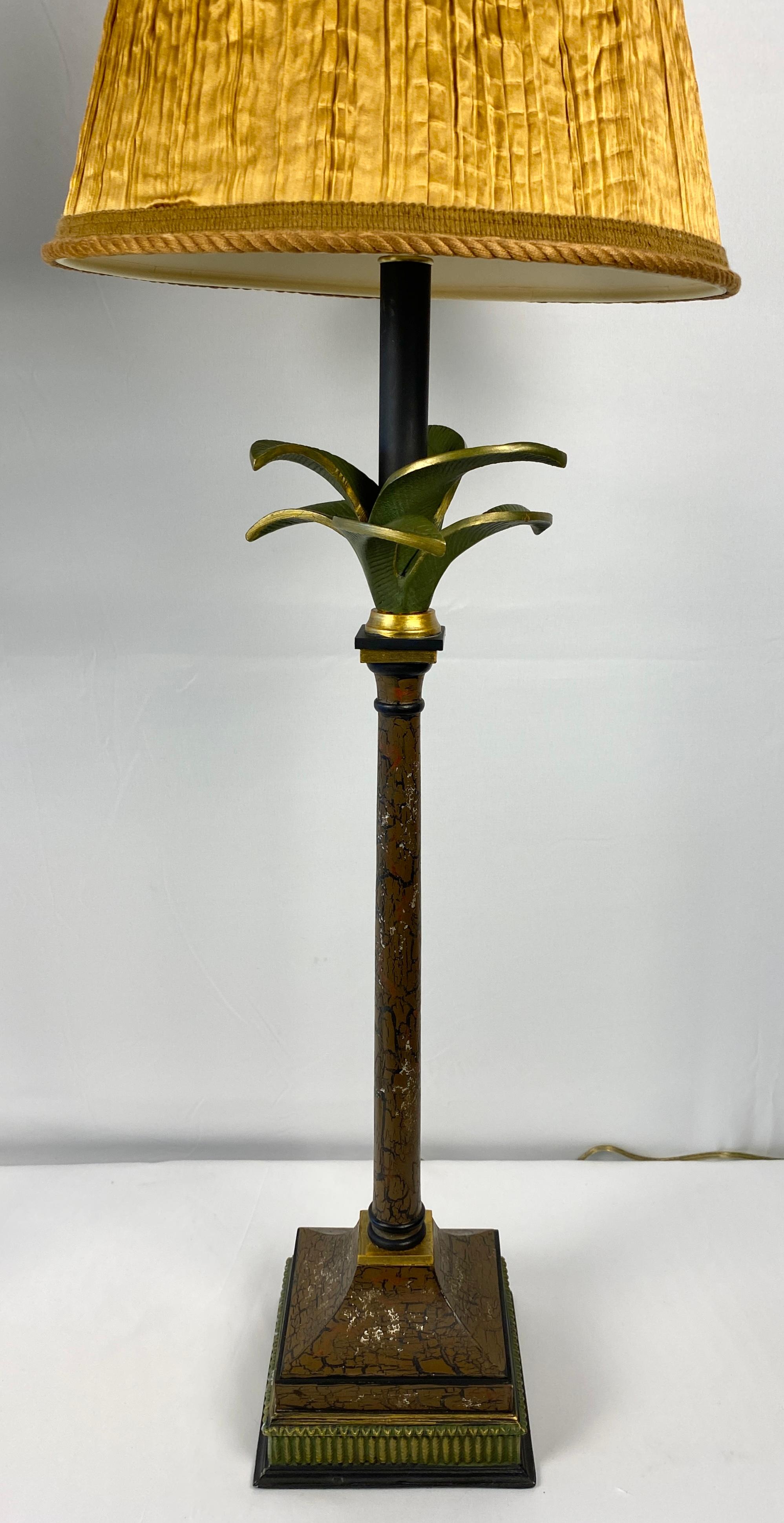 Wood Pair of Mid-20th Century Palm Tree Table Lamps For Sale