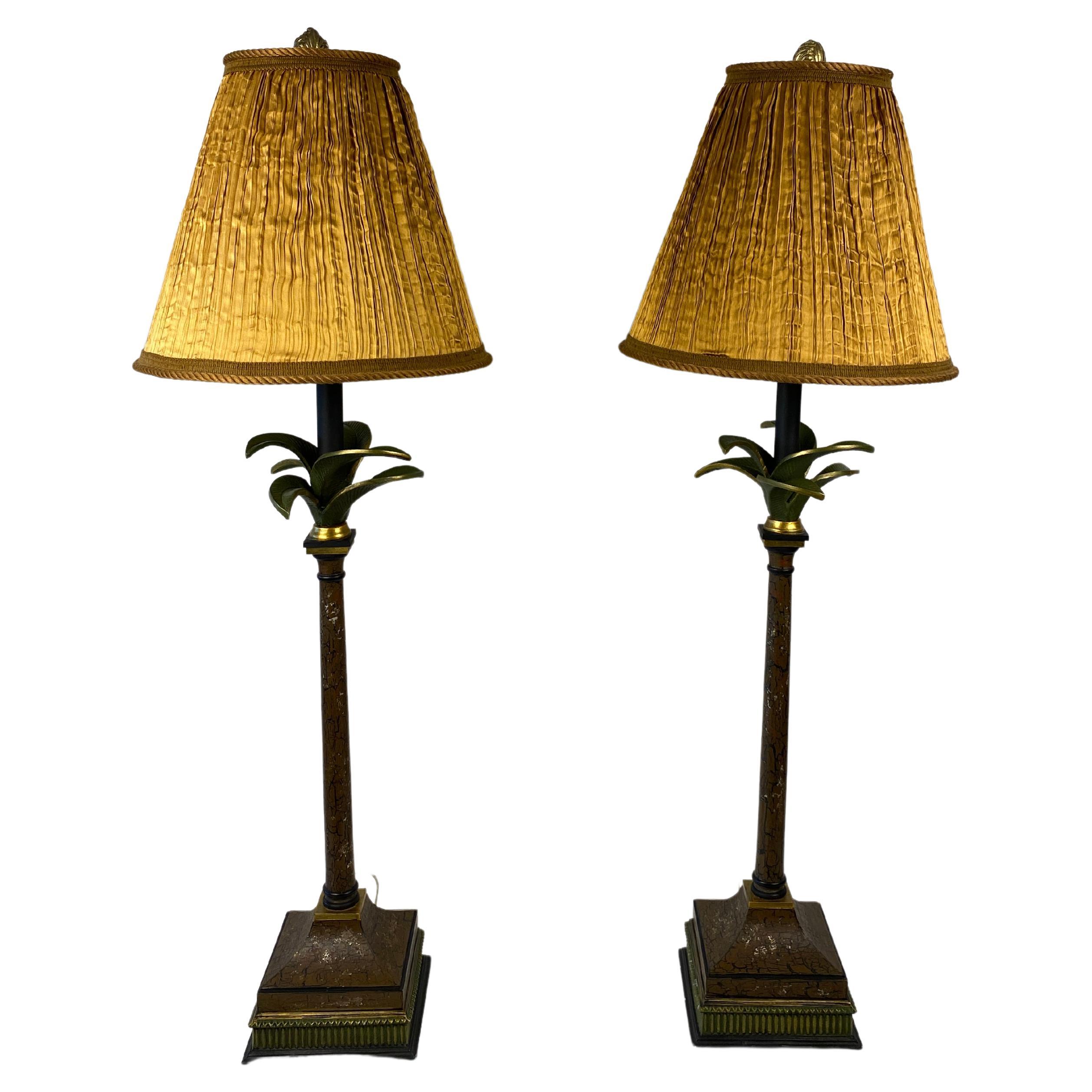 Paar Palm Tree-Tischlampen aus der Mitte des 20.