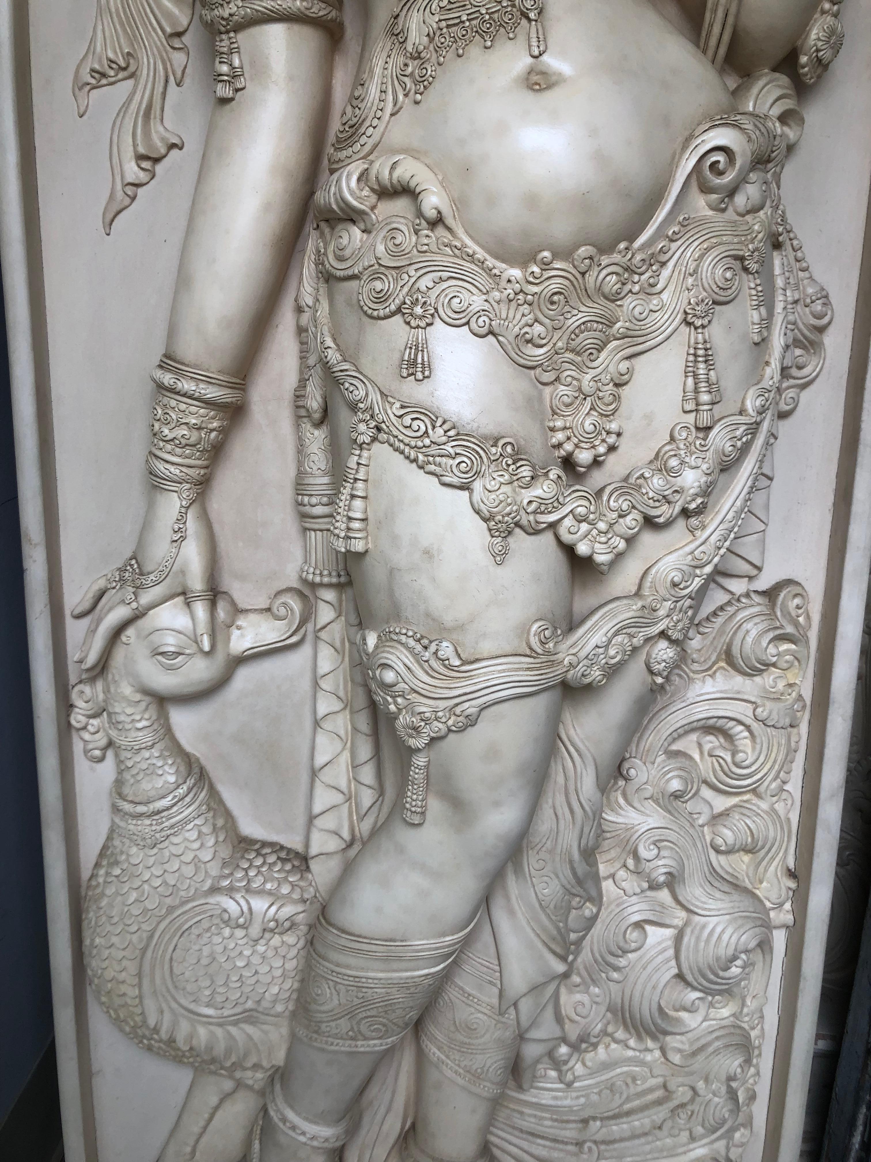Natural Fiber Pair of Mid 20th Century Panels of Exotic Indian Dancers from India  For Sale